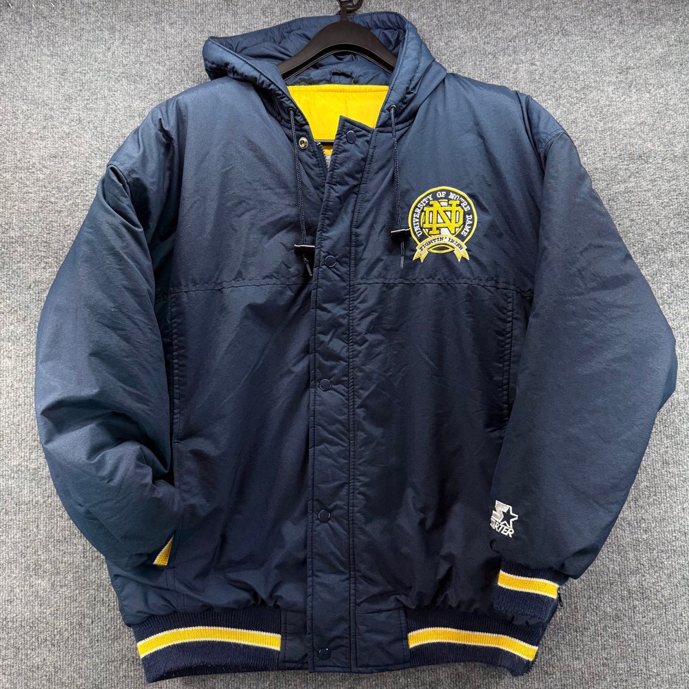University of‎ Notre Dame Fighting Irish Hooded Starter Jacket Men's Large Navy